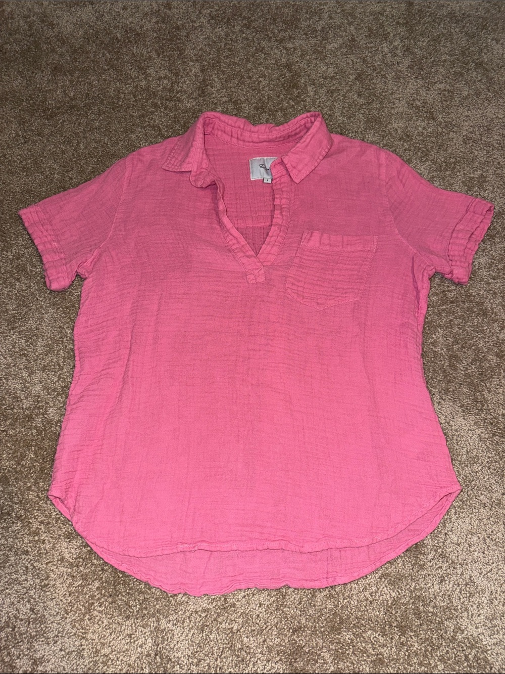 Rails Pink Gauze Short Sleeve Button-Down Shirt - small